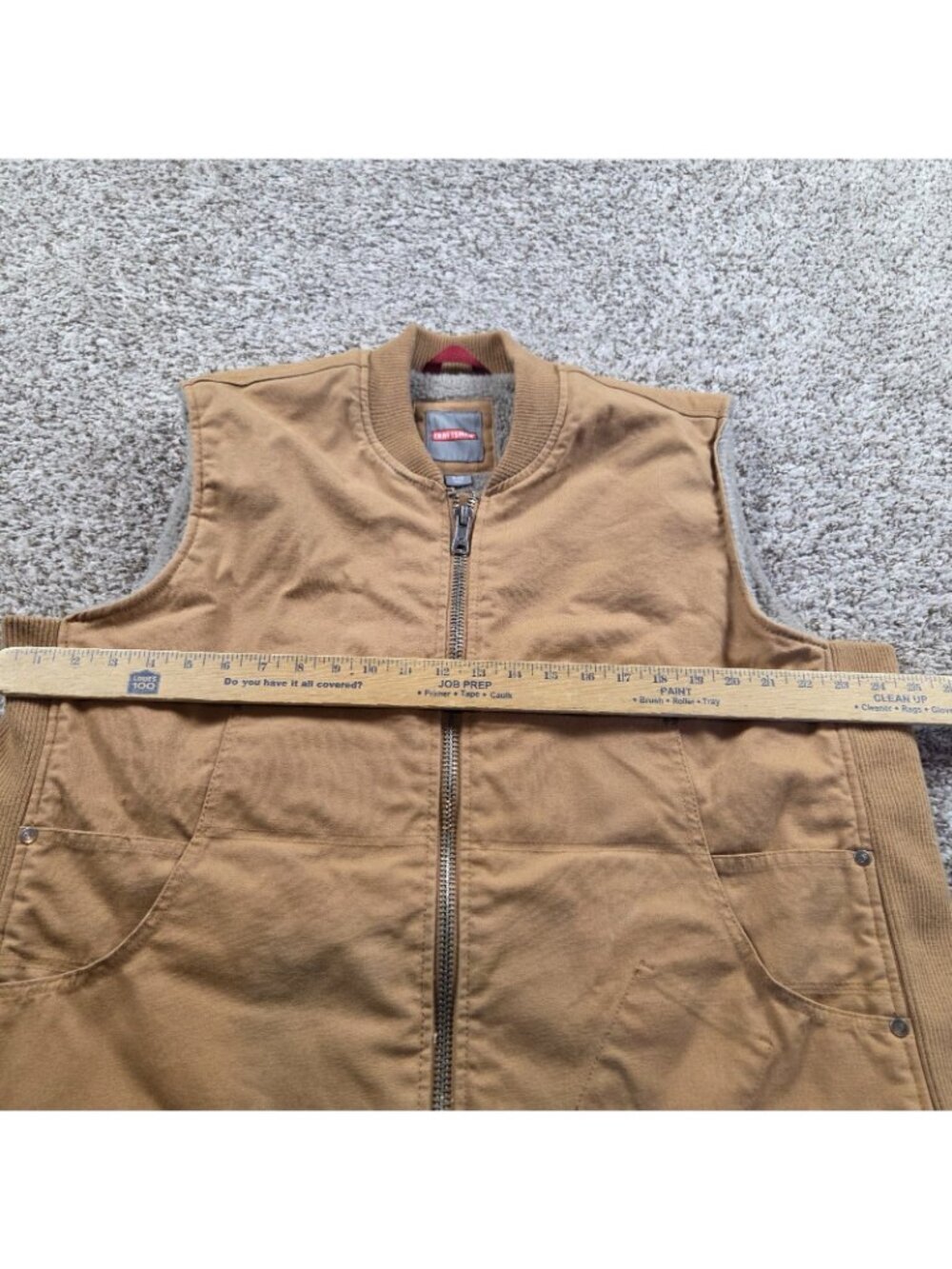 Craftsman Canvas Full Zip Mens XL Tan/Brown Fleece Lined Vest Workwear Read* - Picture 3 of 5